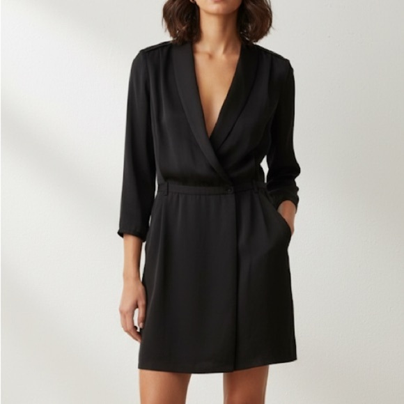 Aritzia Wilfred black Franca wrap dress - size 0 (XS) - Picture 1 of 7
